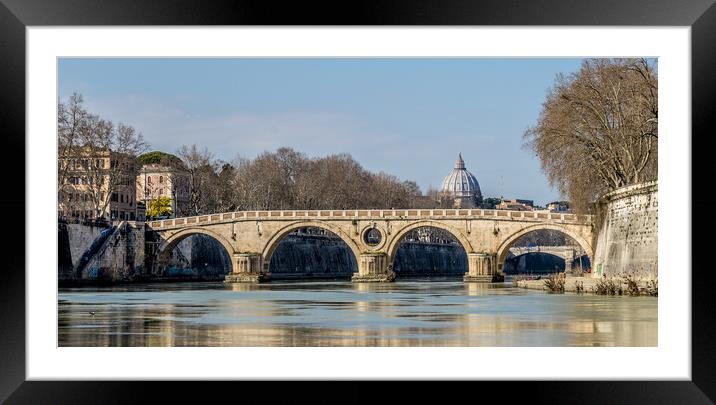 Sisto Bridge and the dome of Saint Peter, Rome  Framed Mounted Print by Naylor's Photography