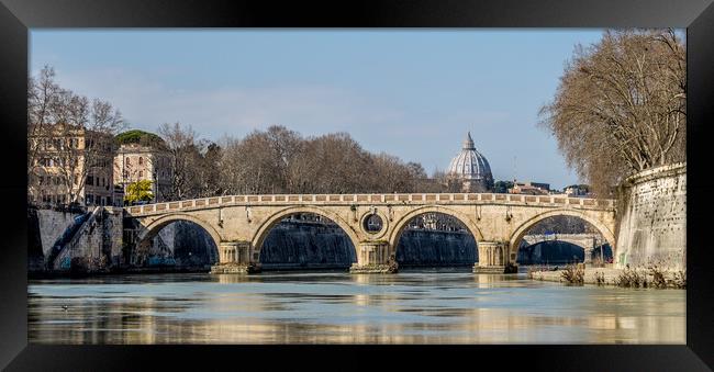 Sisto Bridge and the dome of Saint Peter, Rome  Framed Print by Naylor's Photography