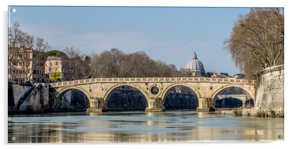 Sisto Bridge and the dome of Saint Peter, Rome  Acrylic by Naylor's Photography