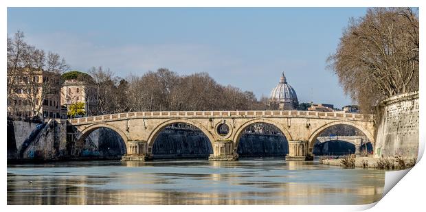 Sisto Bridge and the dome of Saint Peter, Rome  Print by Naylor's Photography