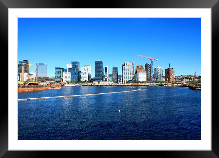 modern district with lux apartments and restaurant Framed Mounted Print by M. J. Photography