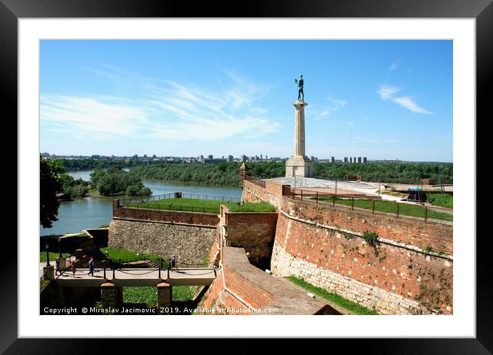 Statue of Victory - Kalemegdan fortress in Belgrad Framed Mounted Print by M. J. Photography