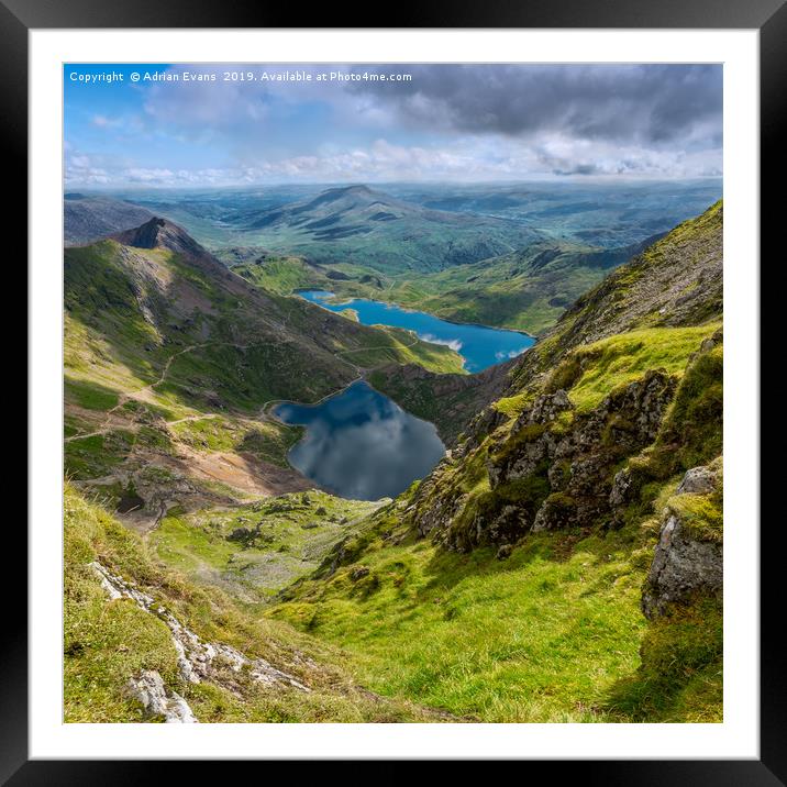 Footpaths from Snowdon Mountain Framed Mounted Print by Adrian Evans