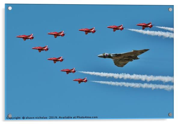 Avro Vulcan Bomber & The Red Arrows Acrylic by Shawn Nicholas