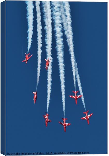 RAF Red Arrows Display Team Canvas Print by Shawn Nicholas