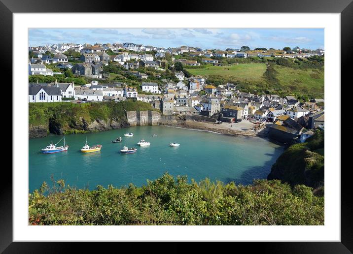 Port Isaac harbour and village, Cornwall. Framed Mounted Print by David Birchall