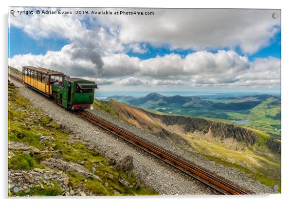 Mountain Railway Snowdonia Acrylic by Adrian Evans