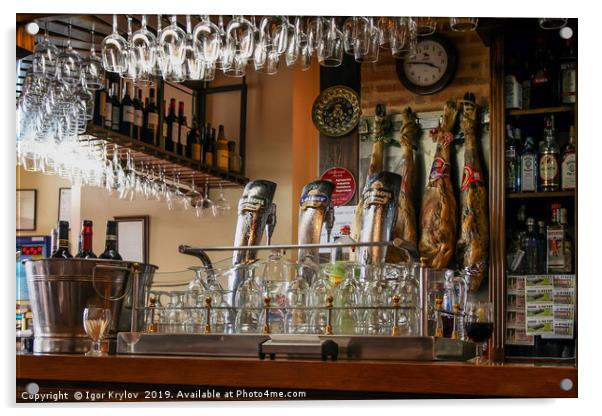 bar in Segovia Acrylic by Igor Krylov