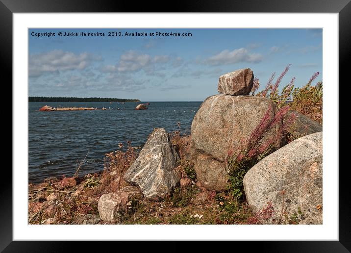 Pile Of Rocks By The Sea Framed Mounted Print by Jukka Heinovirta