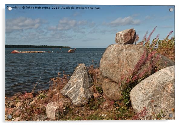 Pile Of Rocks By The Sea Acrylic by Jukka Heinovirta