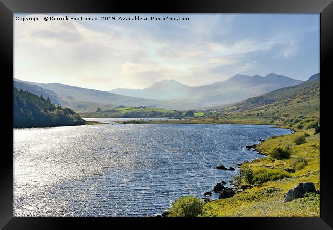 Llynnau Mymbyr with mount snowdon  Framed Print by Derrick Fox Lomax