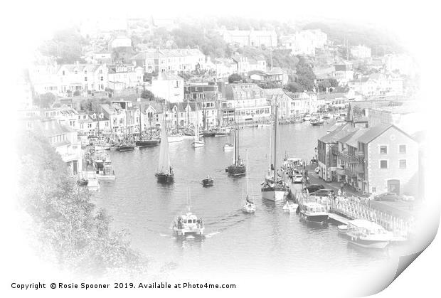 Looe Lugger Regatta in black and white Print by Rosie Spooner