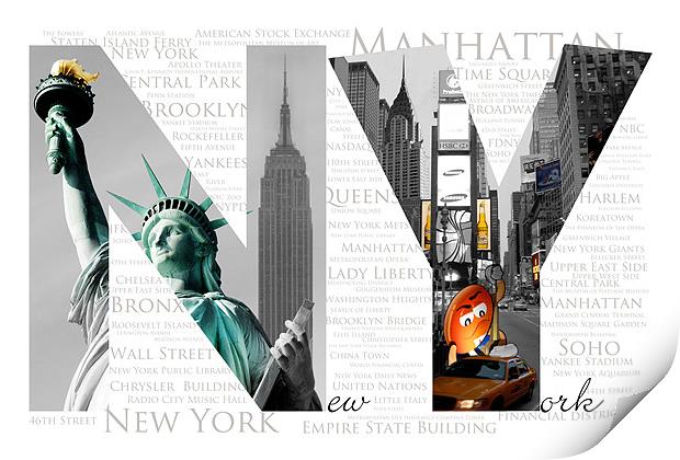 NY - Best of Big Apple Print by Thomas Stroehle
