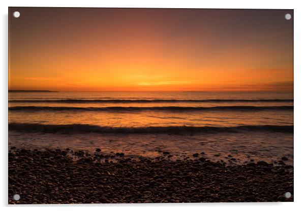 Westward Ho sunset waves Acrylic by Tony Twyman