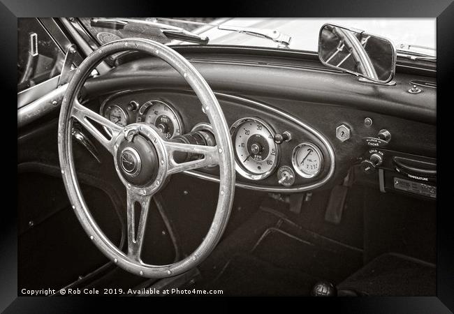 Austin Healey 3000 Classic Sports Car Interior Framed Print by Rob Cole