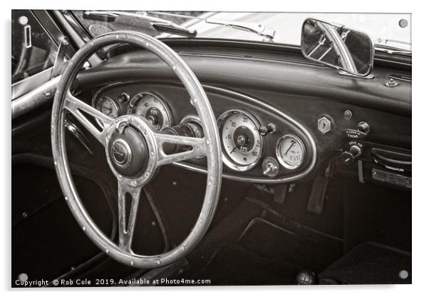 Austin Healey 3000 Classic Sports Car Interior Acrylic by Rob Cole