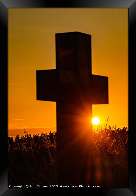 A cross at sunset Framed Print by John Stoves