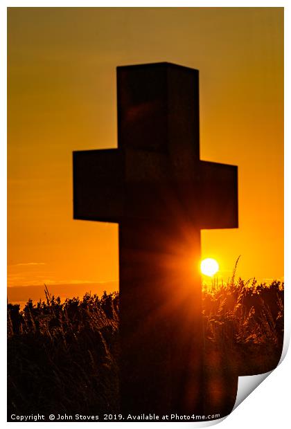 A cross at sunset Print by John Stoves