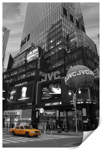 Time Square with NY Cab Print by Thomas Stroehle