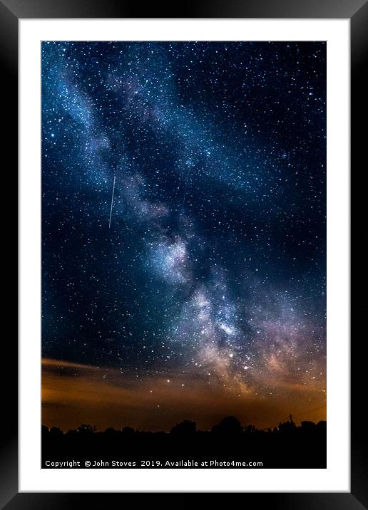The Milky Way and a shooting Star Framed Mounted Print by John Stoves