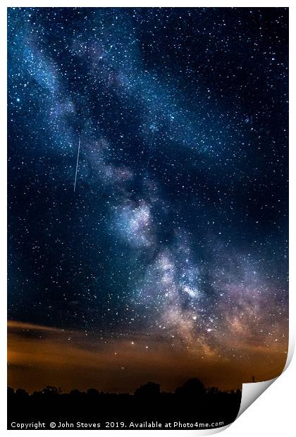 The Milky Way and a shooting Star Print by John Stoves
