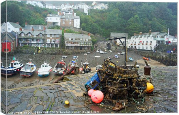 Clovelly harbour after the rain. Canvas Print by David Birchall