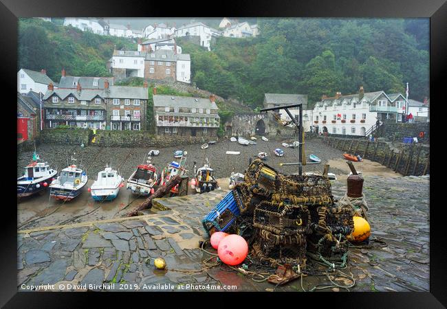 Clovelly harbour after the rain. Framed Print by David Birchall