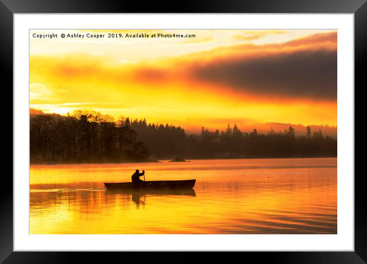 Paddling dawn. Framed Mounted Print by Ashley Cooper