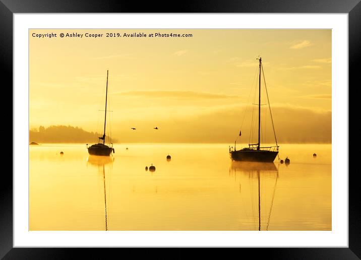 Yacht sunrise. Framed Mounted Print by Ashley Cooper
