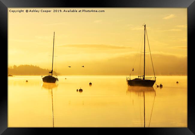 Yacht sunrise. Framed Print by Ashley Cooper