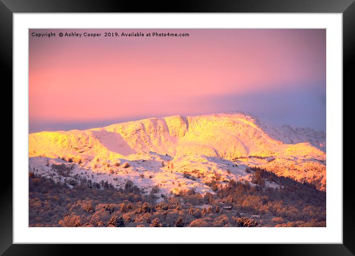 Glowing mountain Framed Mounted Print by Ashley Cooper
