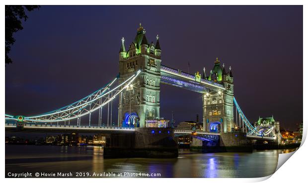 Tower Bridge at Night Print by Howie Marsh