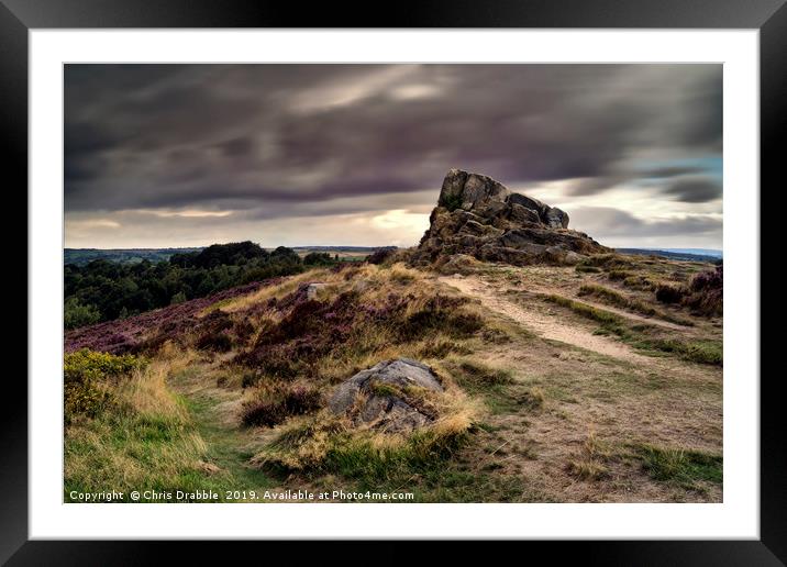 Ashover Stone and moving clouds Framed Mounted Print by Chris Drabble