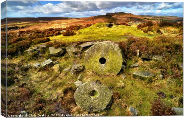 Abandoned Millstones under Burbage Edge Canvas Print by Chris Drabble
