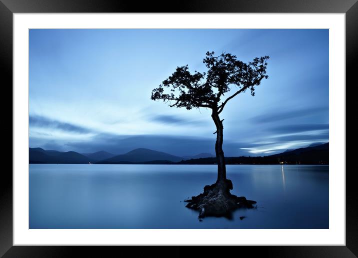Loch Lomond tree eight minute exposure Framed Mounted Print by JC studios LRPS ARPS