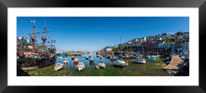 Low tide, Brixham Harbour, Devon. Framed Mounted Print by Maggie McCall