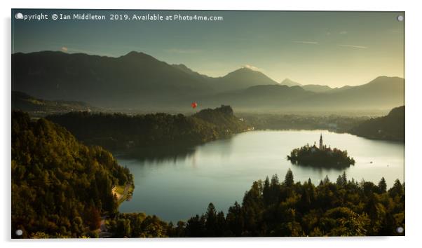 View of Lake Bled from Ojstrica Acrylic by Ian Middleton