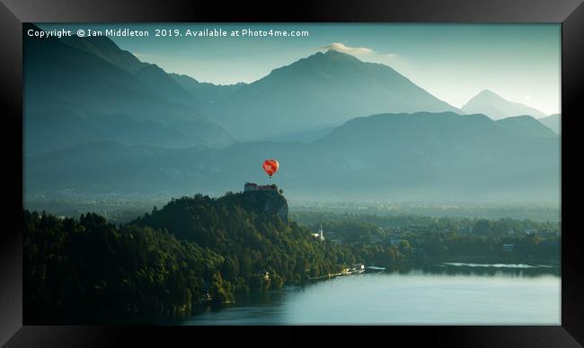 View of Lake Bled from Ojstrica Framed Print by Ian Middleton