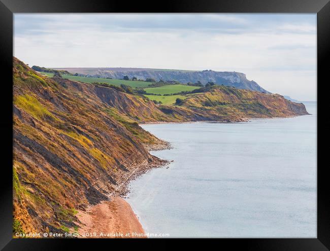 Osmington Coast to White Nothe Framed Print by Peter Smith