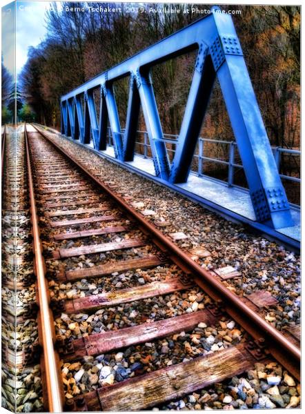 Train track on a small bridge, Austria Canvas Print by Bernd Tschakert