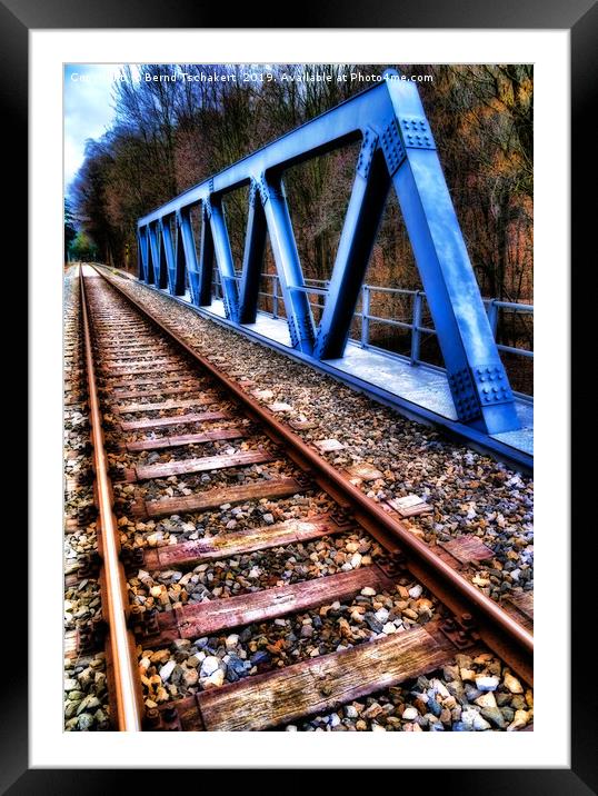 Train track on a small bridge, Austria Framed Mounted Print by Bernd Tschakert