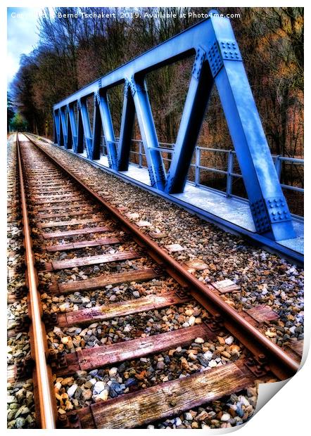 Train track on a small bridge, Austria Print by Bernd Tschakert