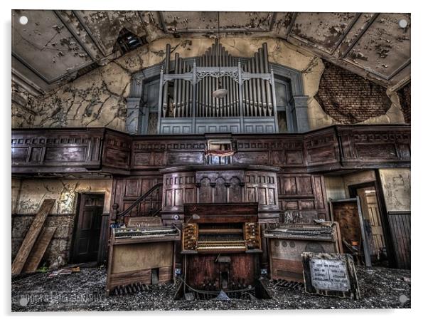 Old abandoned church organ  Acrylic by simon sugden