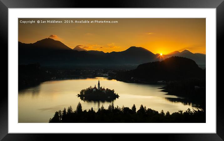 Sunrise over Lake Bled from Ojstrica Framed Mounted Print by Ian Middleton