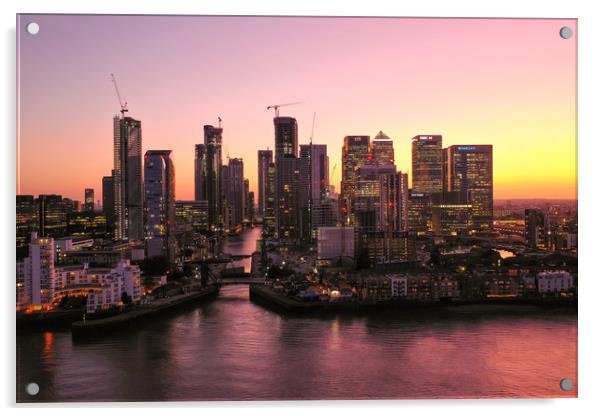 London City Skyline at Sunset from the River Thame Acrylic by Christopher Fenton
