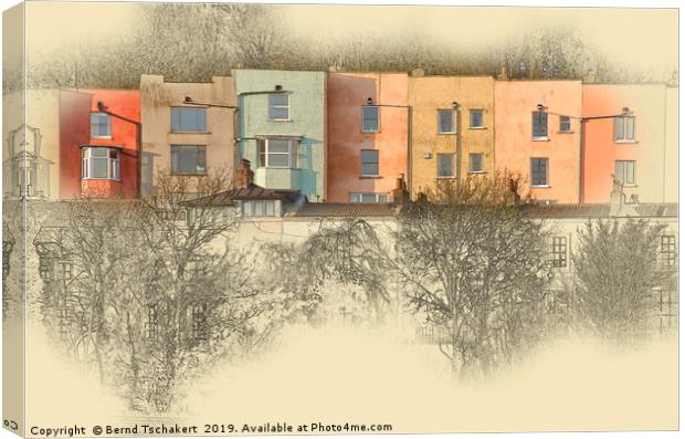 Colourful terraced houses, Bristol harbour, UK Canvas Print by Bernd Tschakert