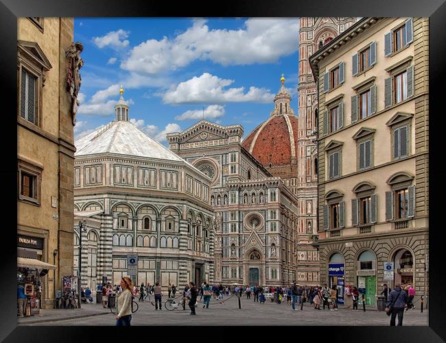 Tourists at Il Duomo Framed Print by Darryl Brooks