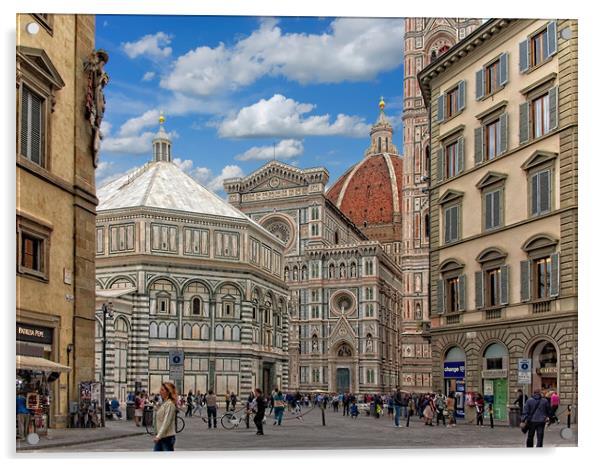 Tourists at Il Duomo Acrylic by Darryl Brooks