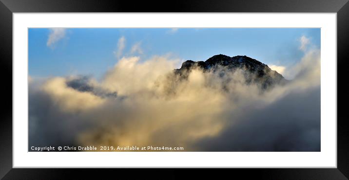 Tryfan in a Couldren of cloud                      Framed Mounted Print by Chris Drabble