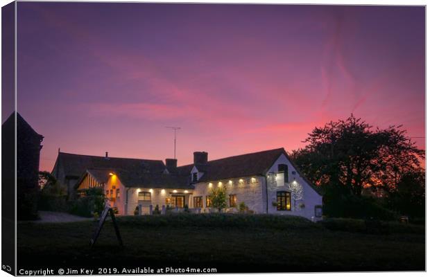 Country Pub at Sunset Canvas Print by Jim Key